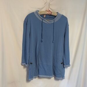 Women’s Multiples Ice Blue Cotton Top SZ S Athleisure Comfy Casual